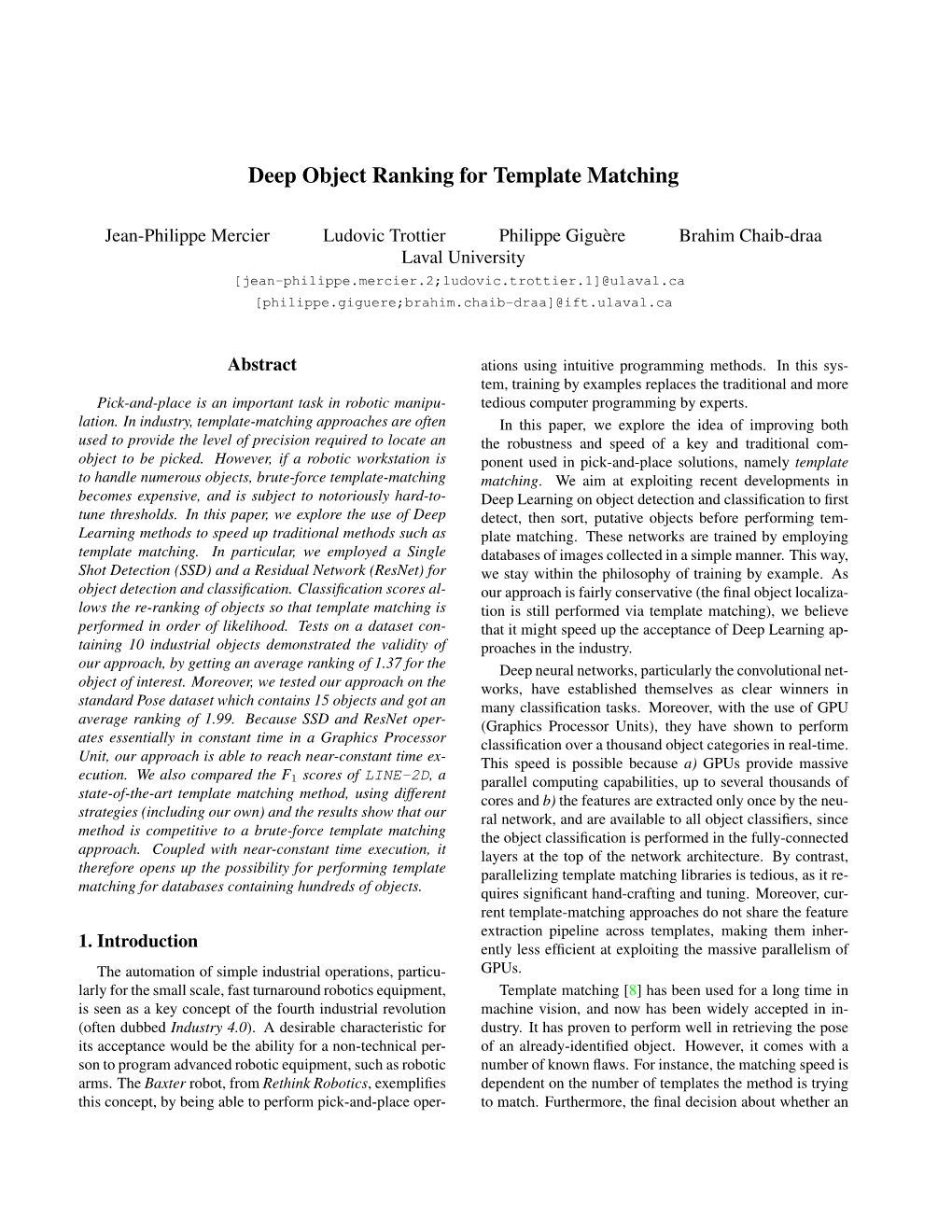 Deep Object Ranking for Template Matching