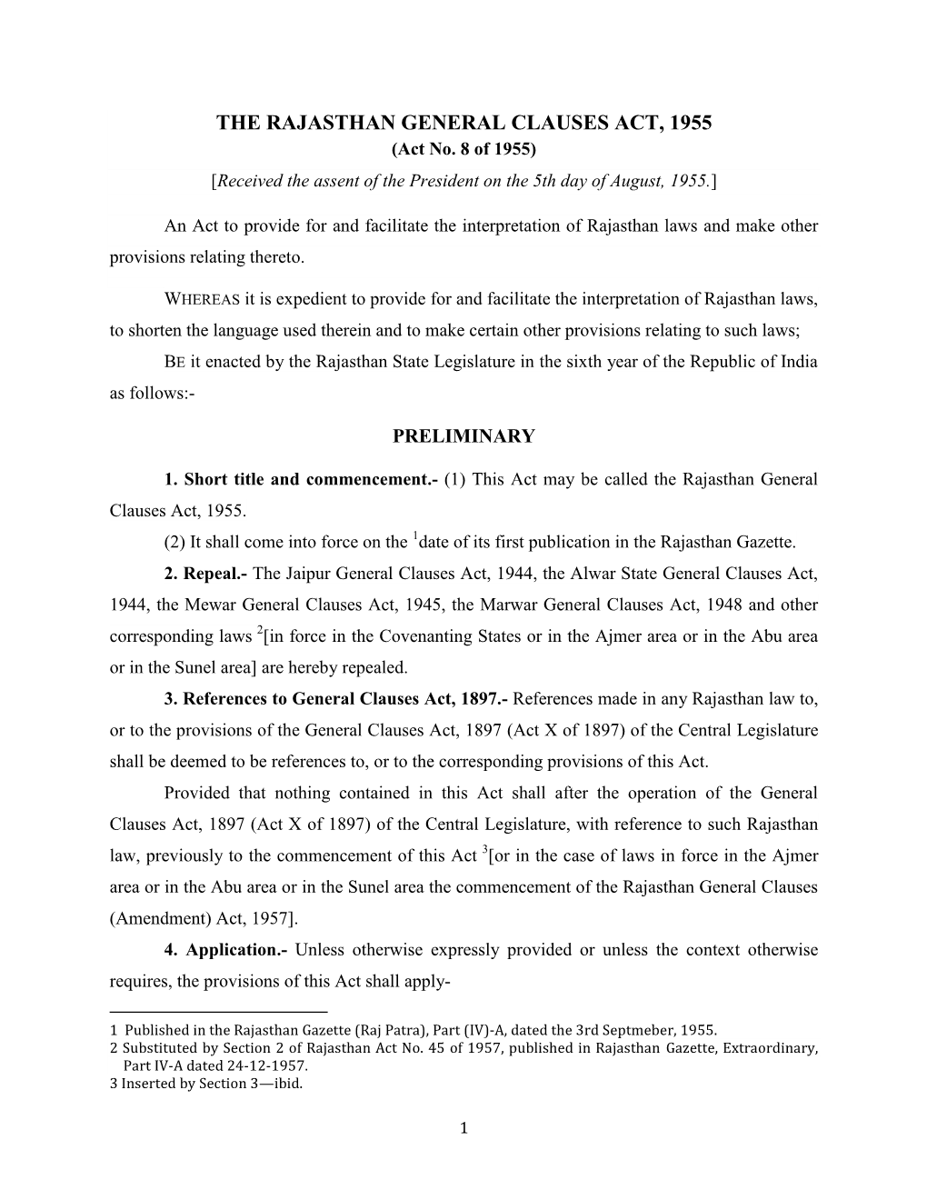 THE RAJASTHAN GENERAL CLAUSES ACT, 1955 (Act No