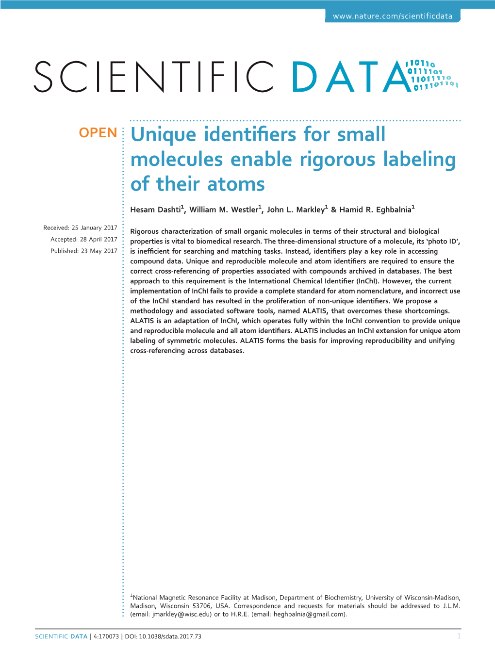 Unique Identifiers for Small Molecules Enable Rigorous Labeling of Their