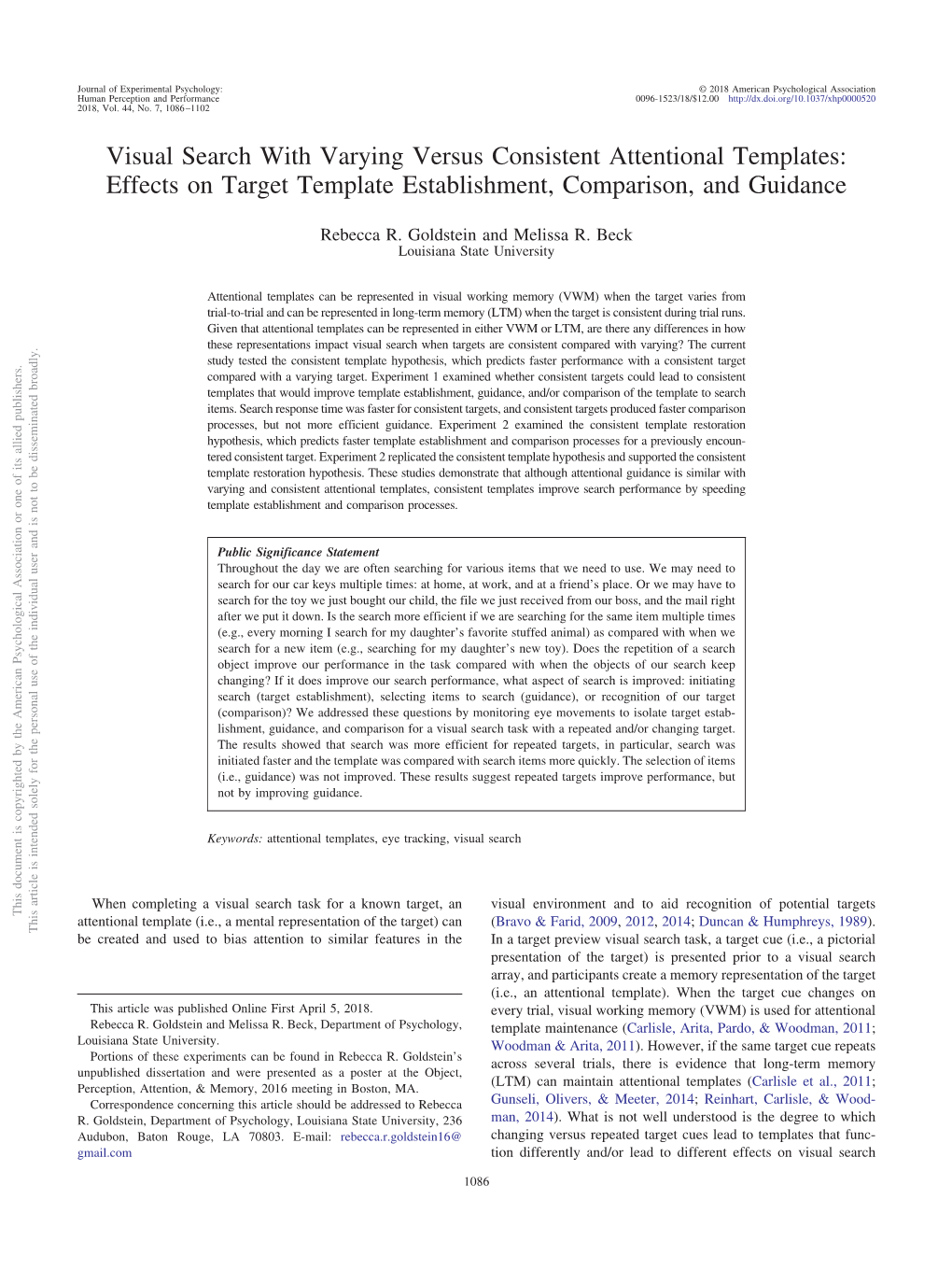 Visual Search with Varying Versus Consistent Attentional Templates: Effects on Target Template Establishment, Comparison, and Guidance