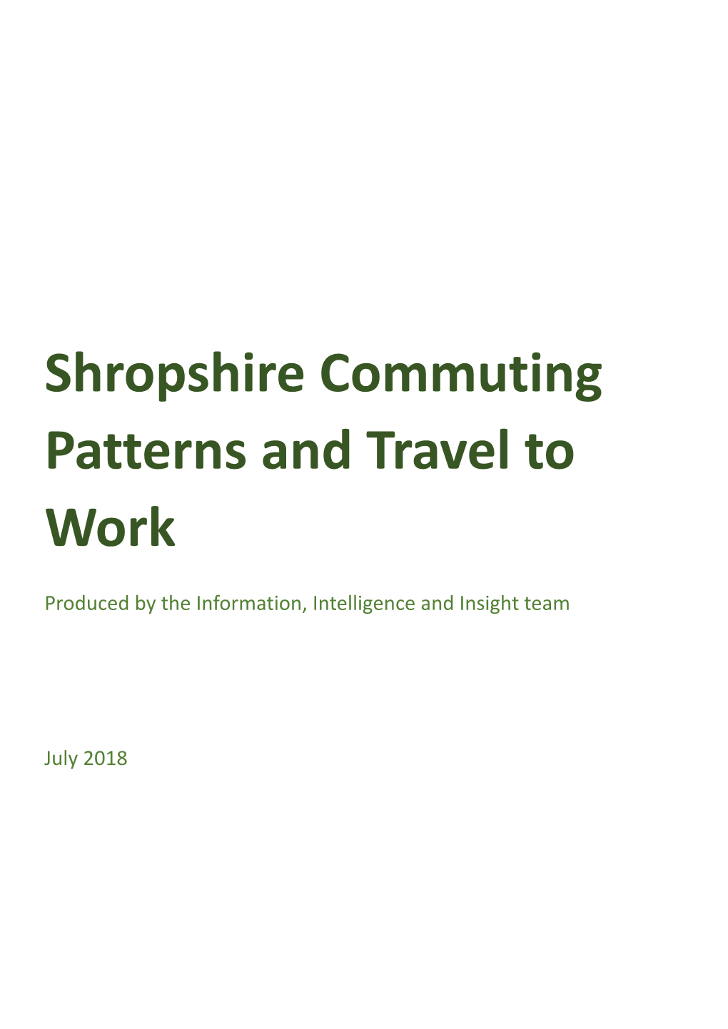 Shropshire Commuting Patterns and Travel to Work