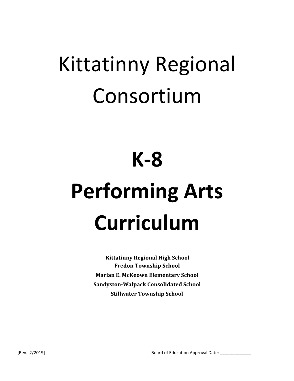 Kittatinny Regional Consortium K-8 Performing Arts Curriculum