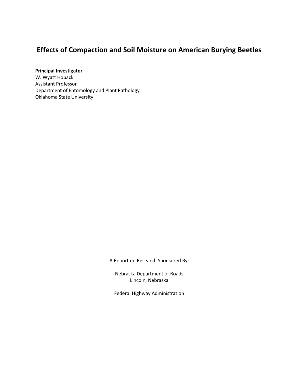 Effects of Compaction and Soil Moisture on American Burying Beetles