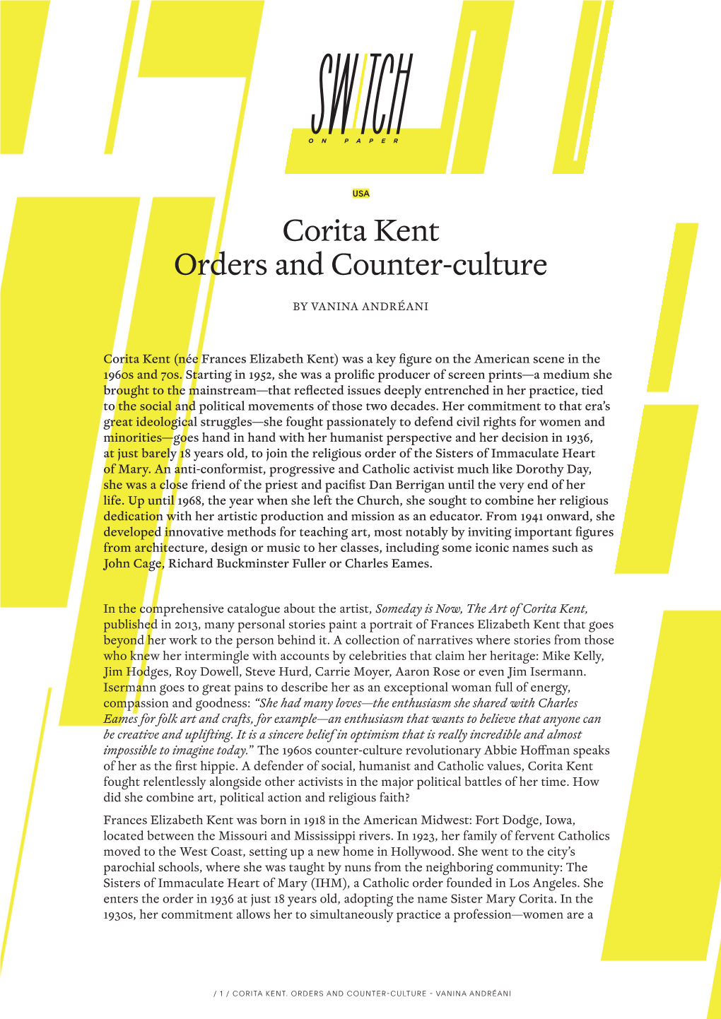 Corita Kent Orders and Counter-Culture