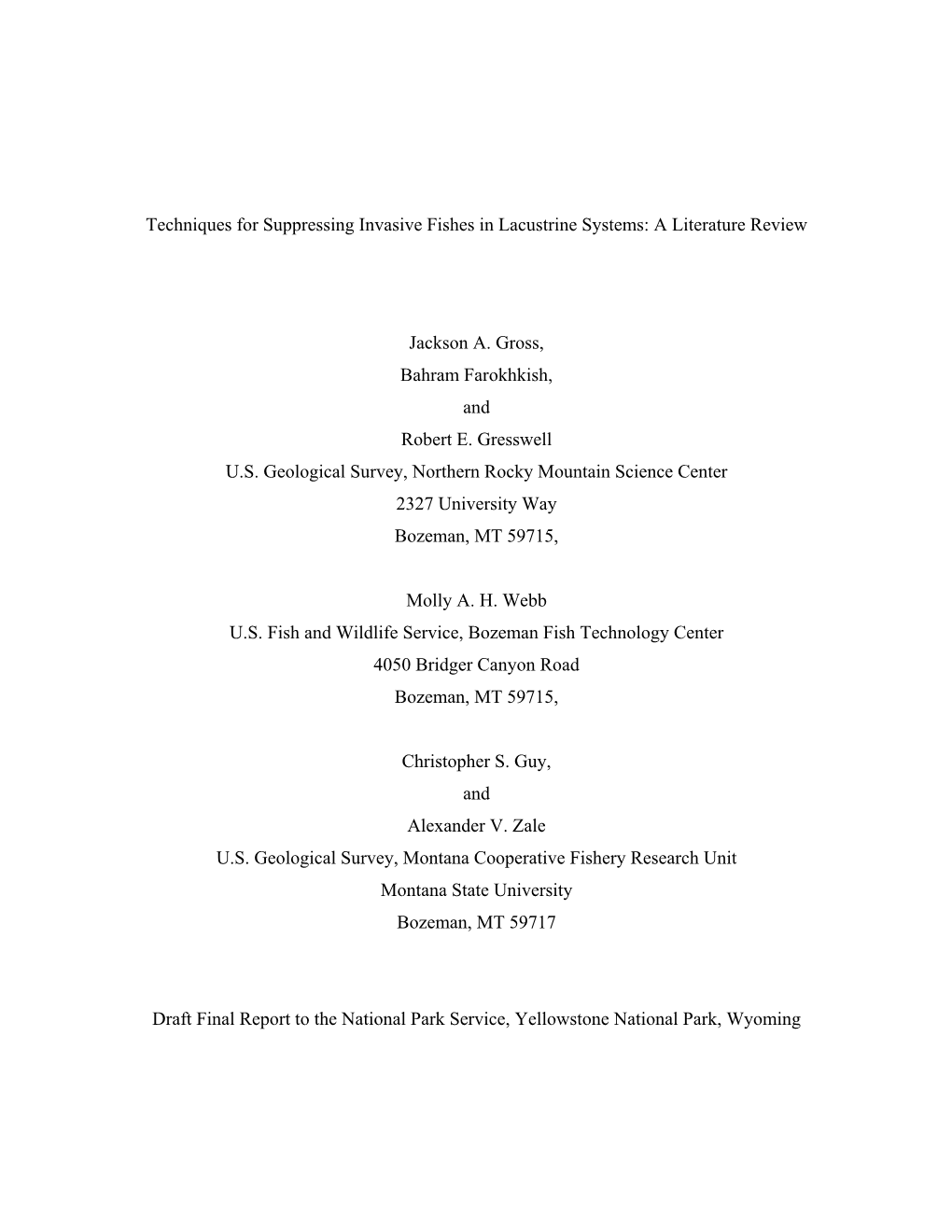 Techniques for Suppressing Invasive Fishes in Lacustrine Systems: a Literature Review