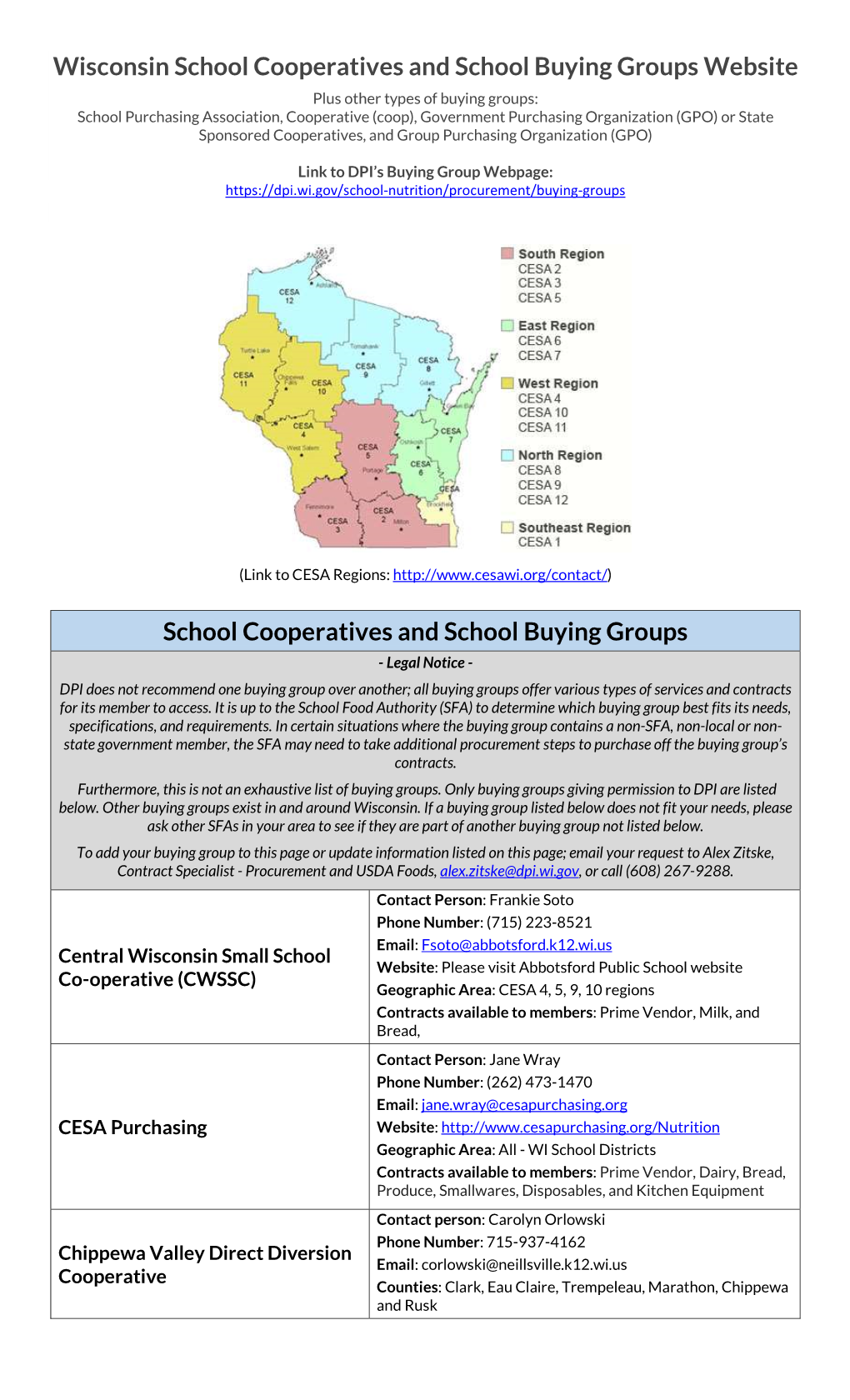 Wisconsin School Cooperatives and Buying Groups