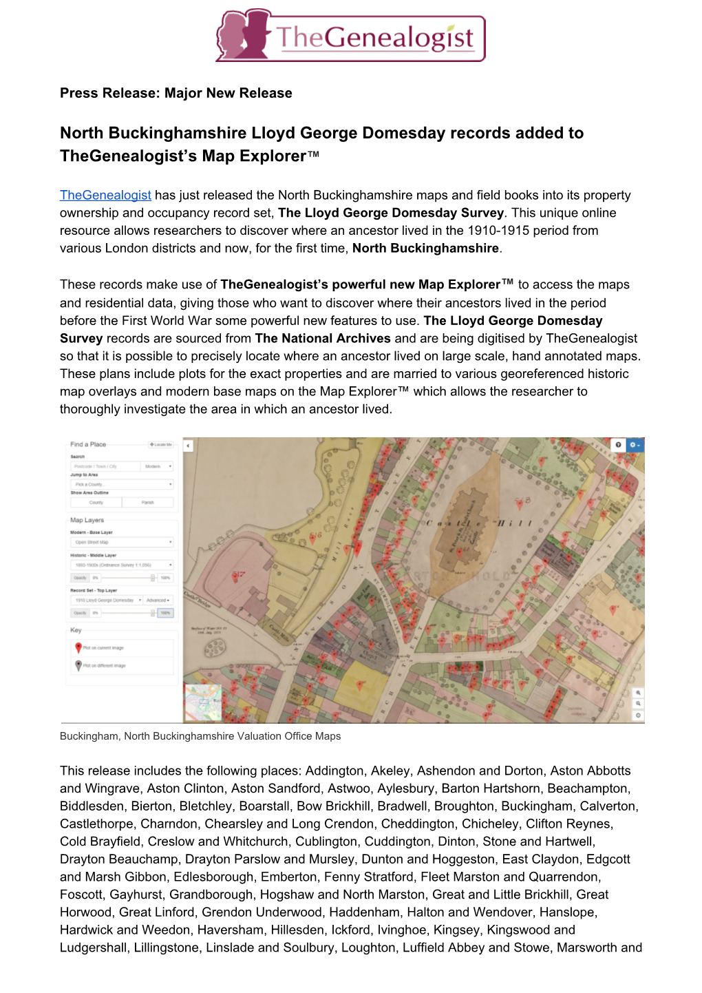 North Buckinghamshire Lloyd George Domesday Records Added to Thegenealogist’S Map Explorer™ ​