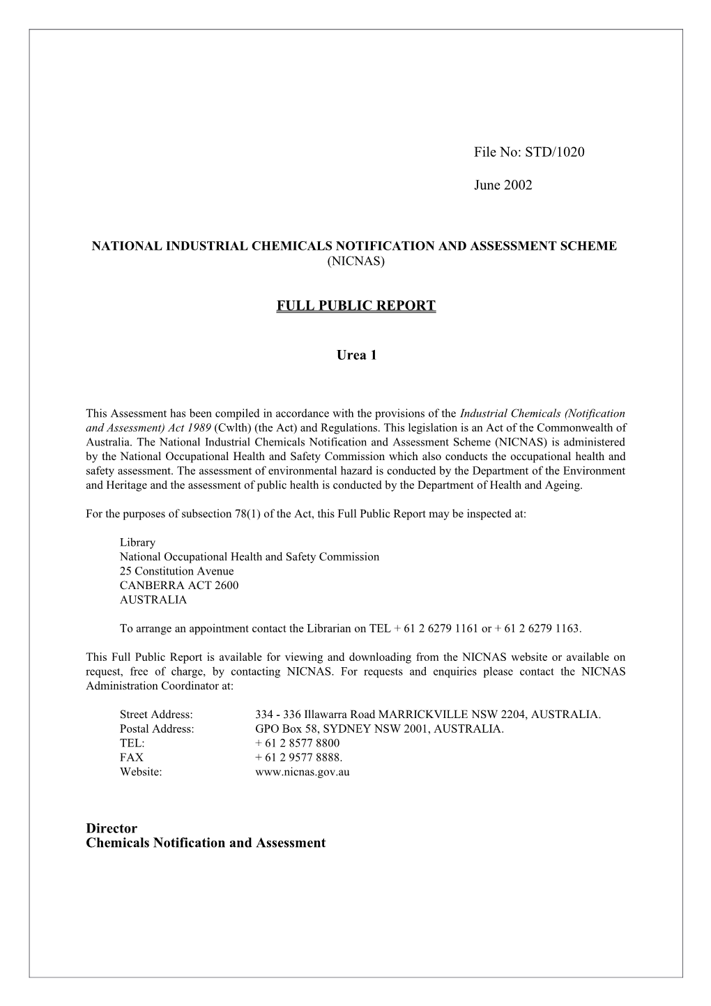 National Industrial Chemicals Notification and Assessment Scheme s10