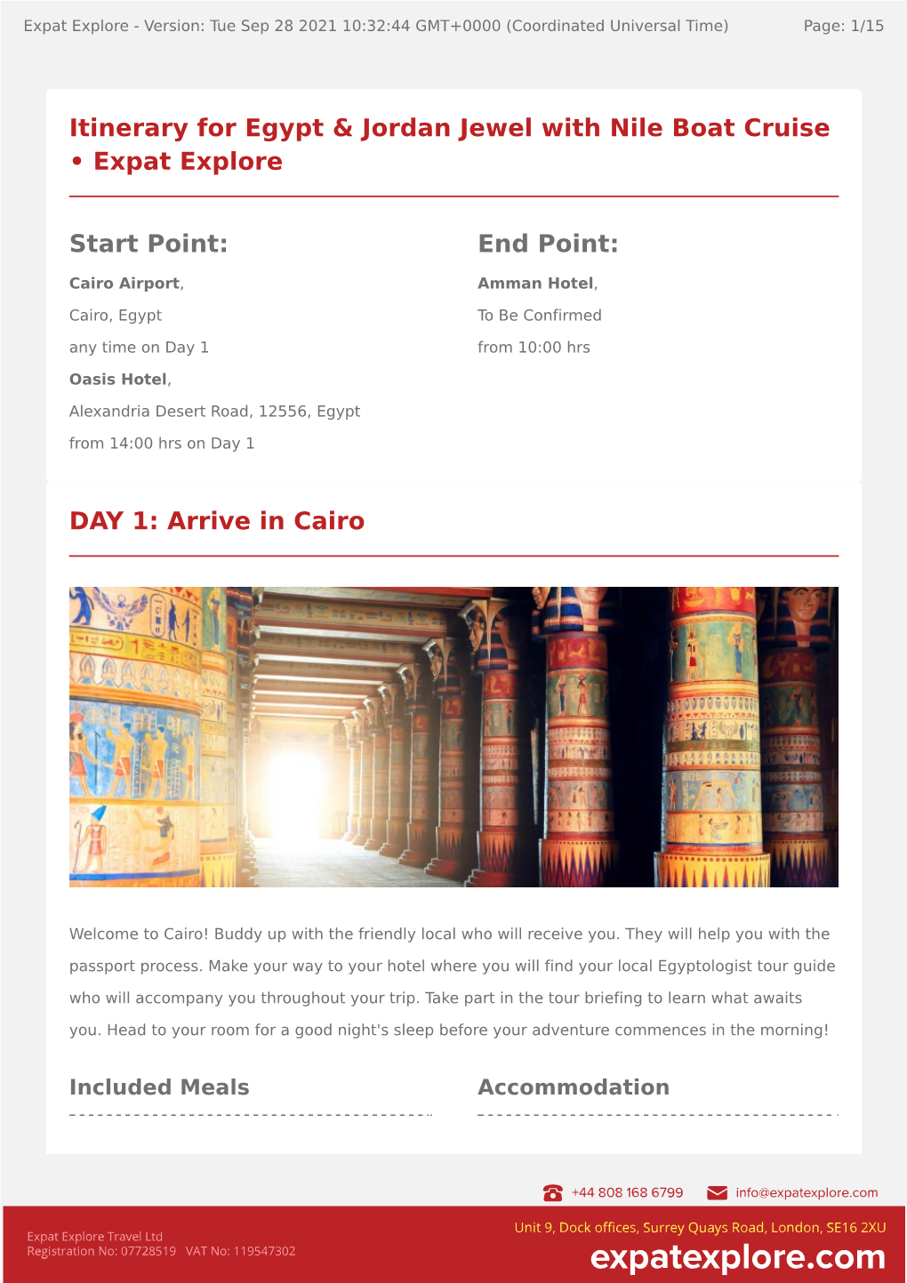 Arrive in Cairo Itinerary for Egypt & Jordan Jewel with Nile Boat Cruise