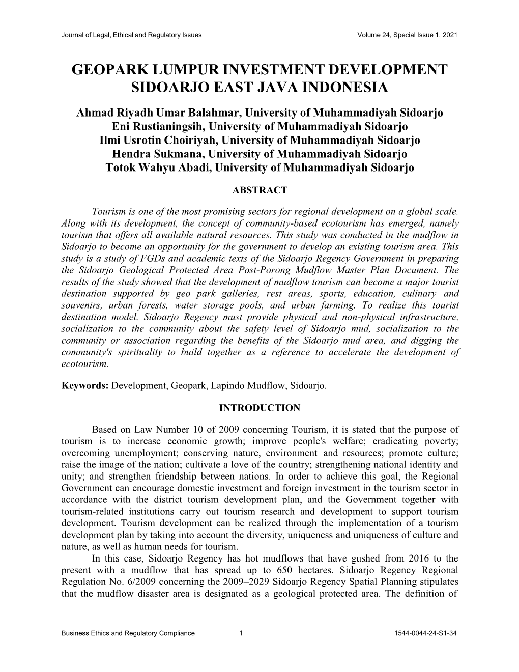 Geopark Lumpur Investment Development Sidoarjo East