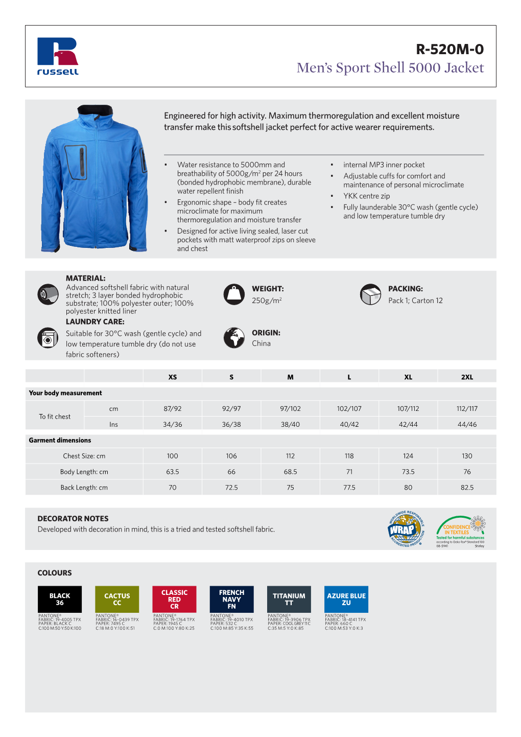 Men's Sport Shell 5000 Jacket R-520M-0