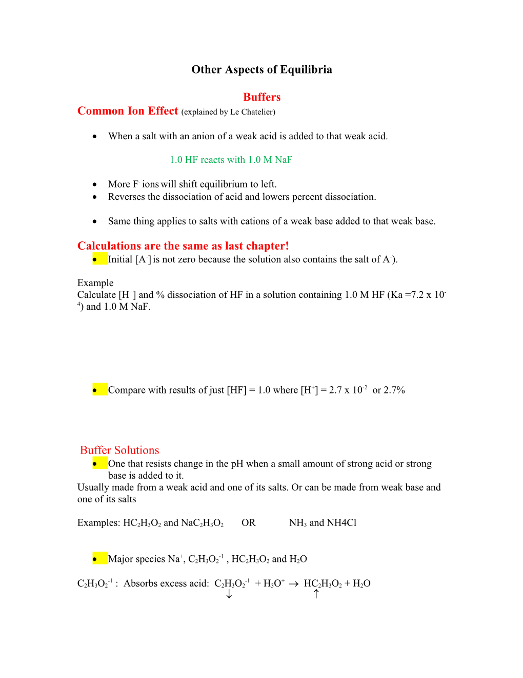 Common Ion Effect