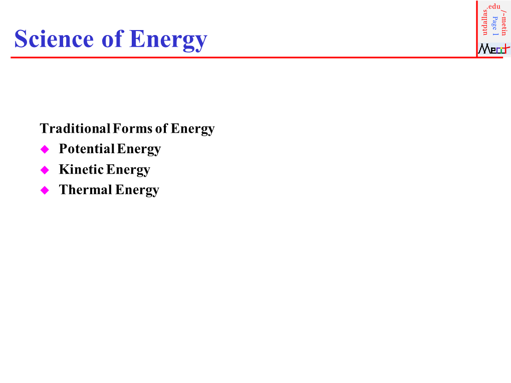 Science of Energy I