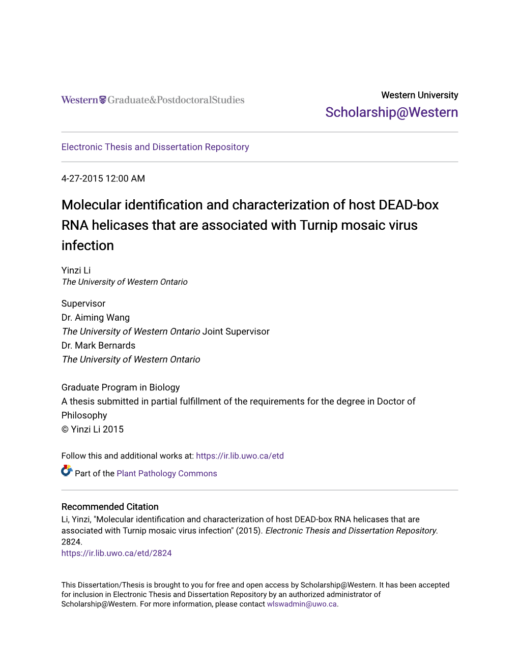 Molecular Identification and Characterization of Host DEAD-Box RNA Helicases That Are Associated with Turnip Mosaic Virus Infection