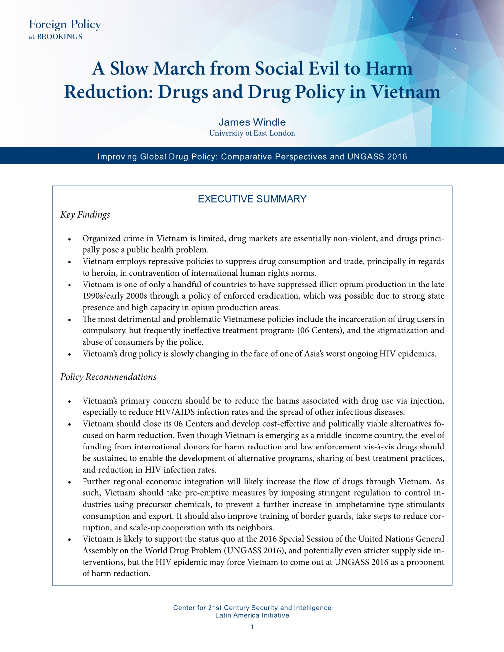 Drugs and Drug Policy in Vietnam