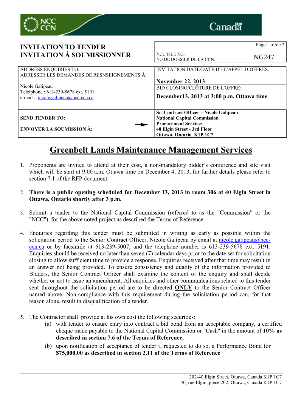 Greenbelt Lands Maintenance Management Services