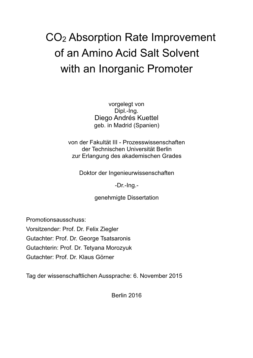 CO2 Absorption Rate Improvement of an Amino Acid Salt Solvent with an Inorganic Promoter