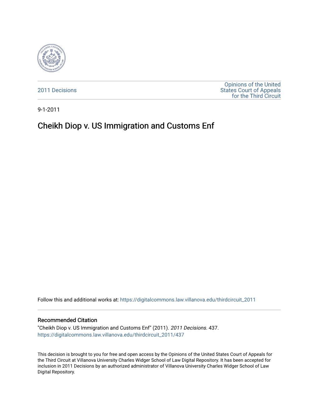 Cheikh Diop V. US Immigration and Customs Enf