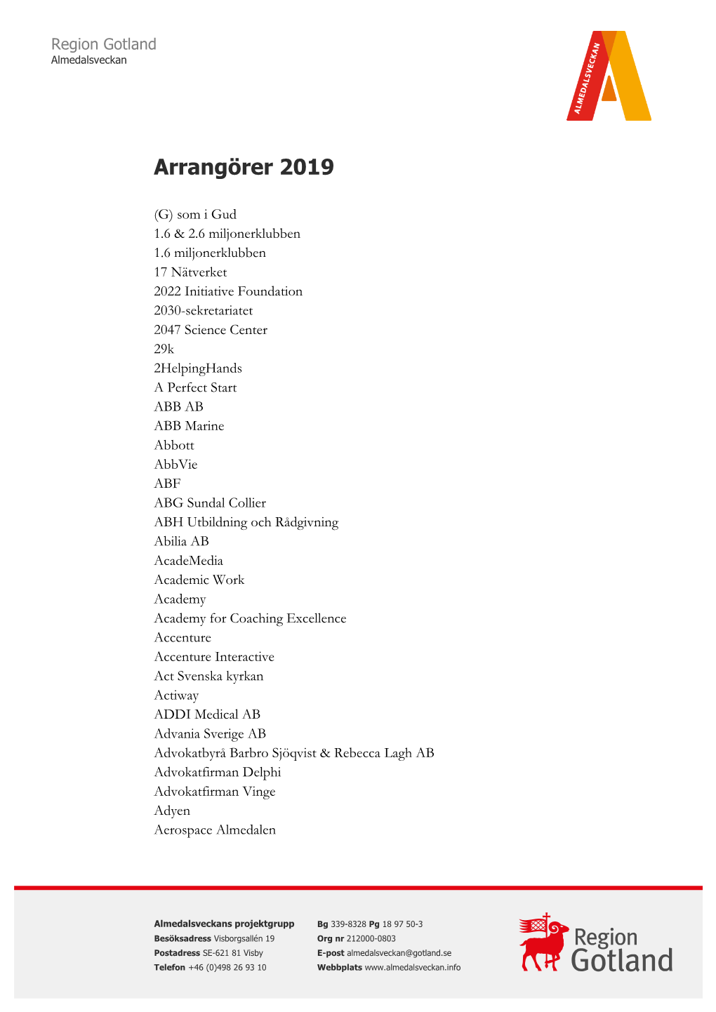 Arrangörer 2019