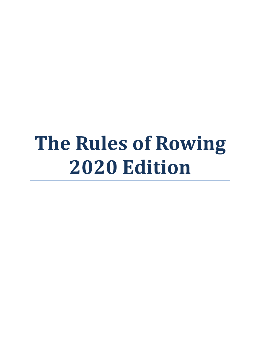 Rules of Rowing 2020 Edition