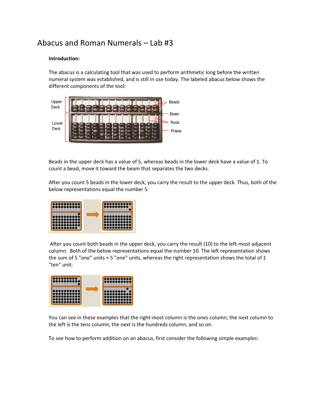 Abacus and Roman Numerals – Lab #3