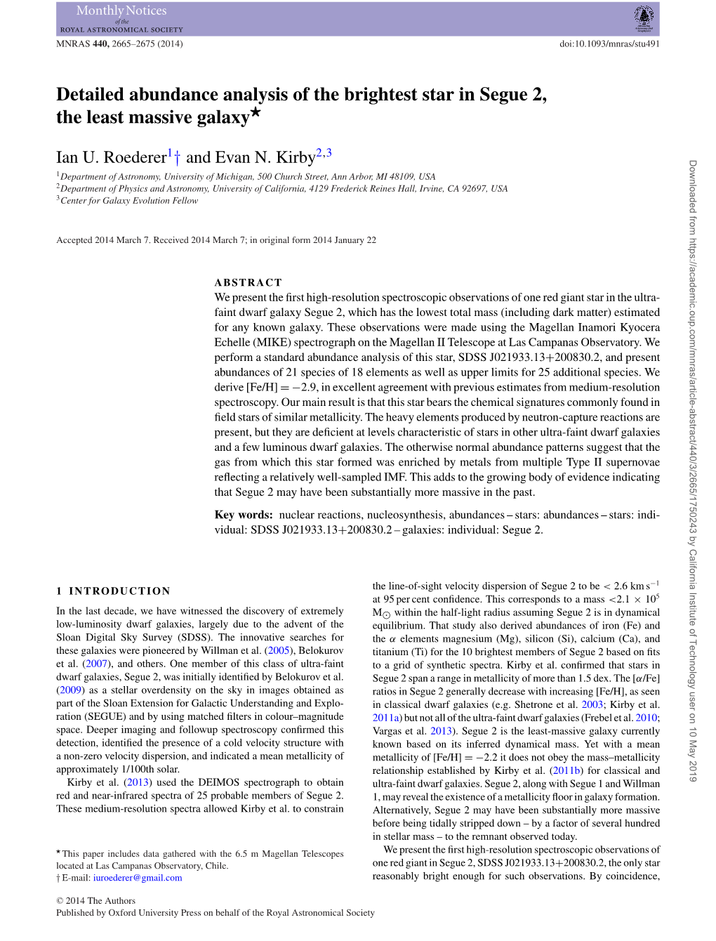 Detailed Abundance Analysis of the Brightest Star in Segue 2, the Least