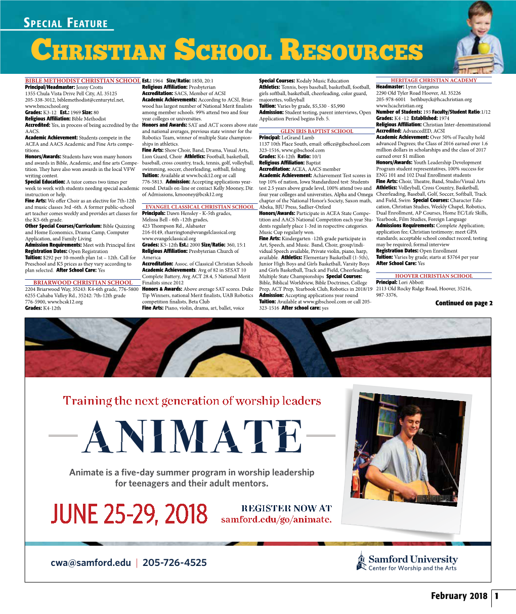 ANIMATE Animate Is a Five-Day Summer Program in Worship Leadership for Teenagers and Their Adult Mentors
