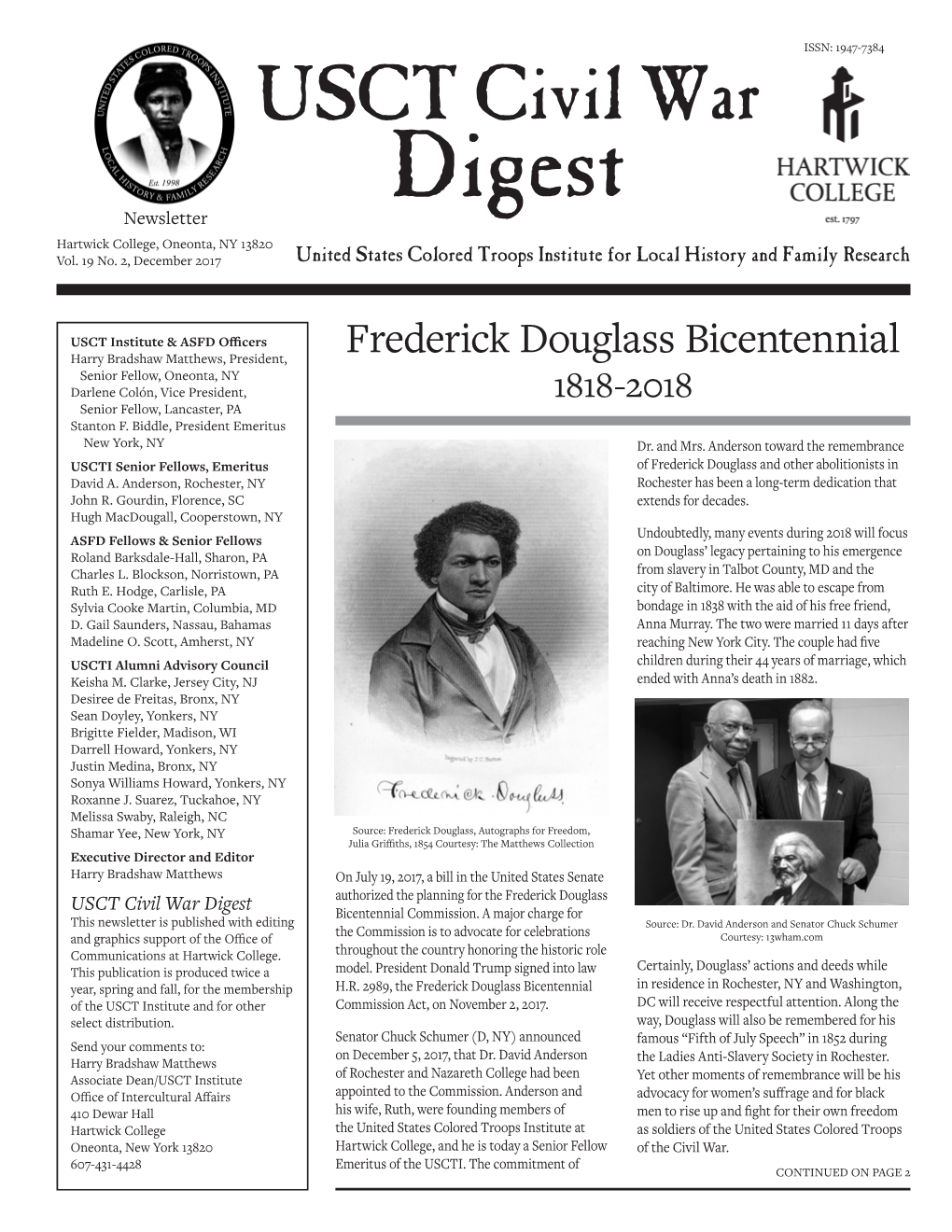 Digest Newsletter Hartwick College, Oneonta, NY 13820 Vol