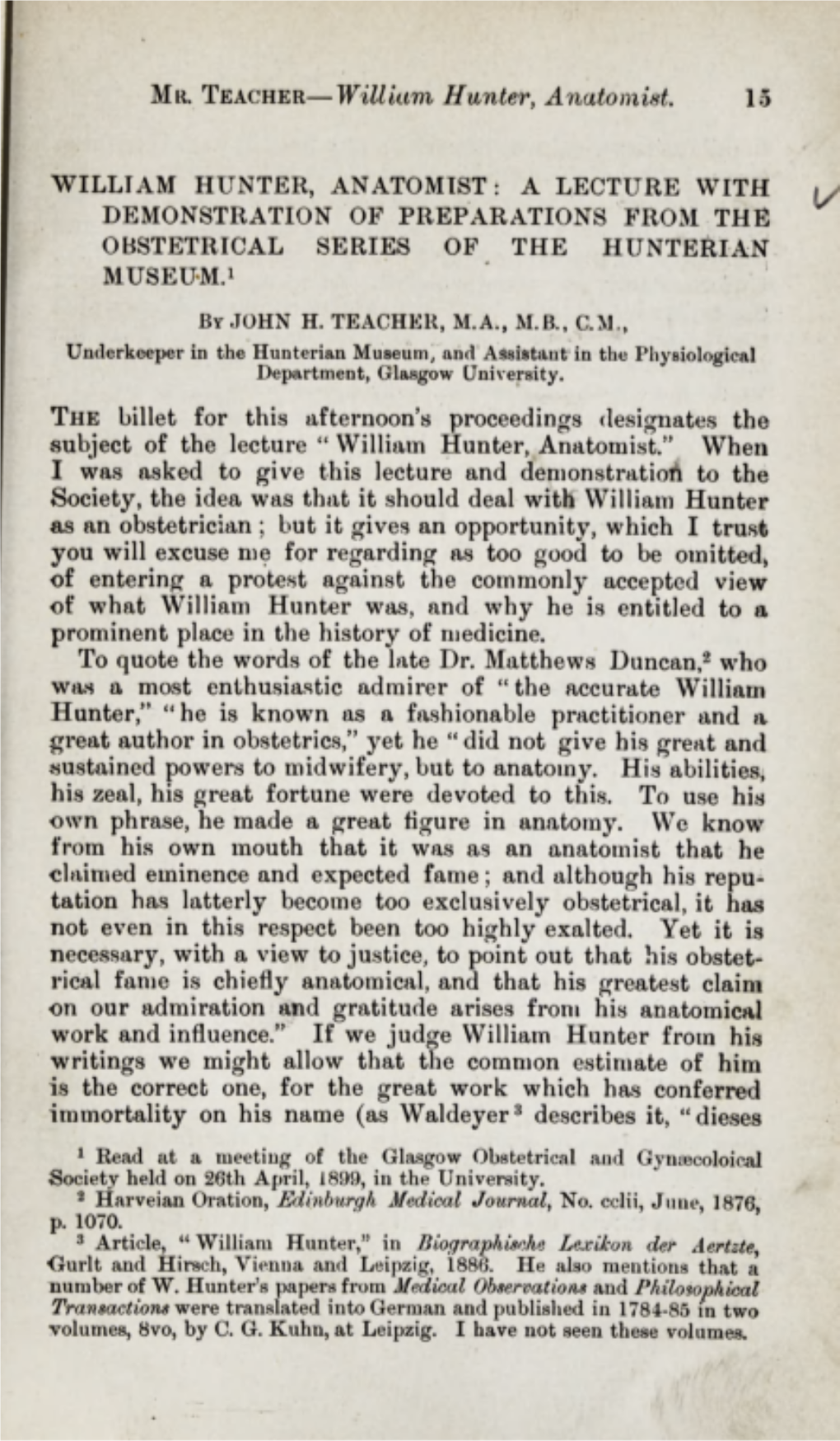 William Hunter, Anatomist