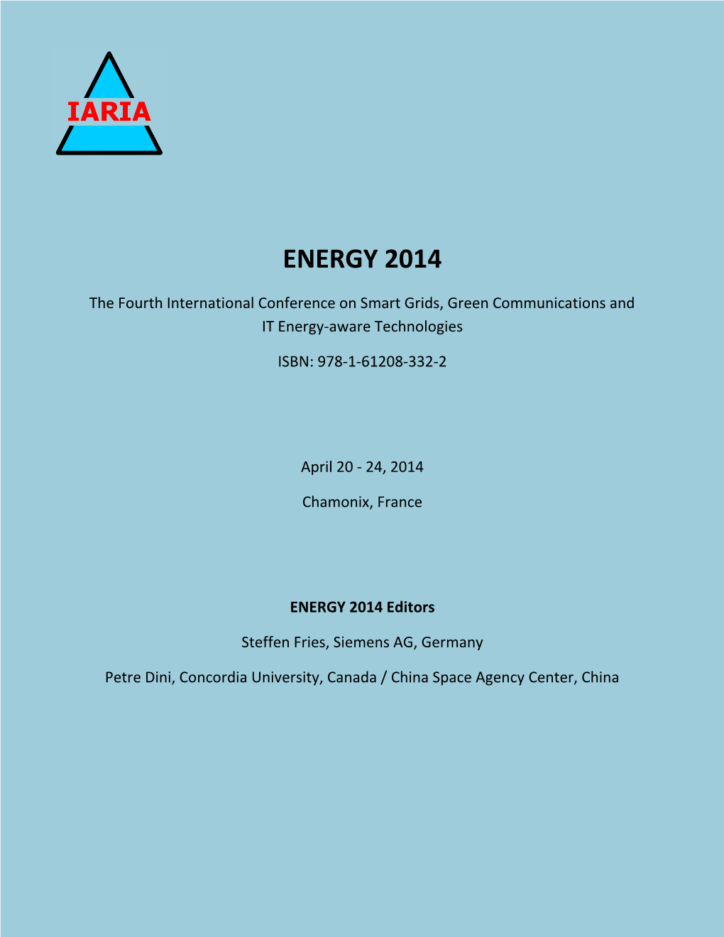 ENERGY 2014 Proceedings