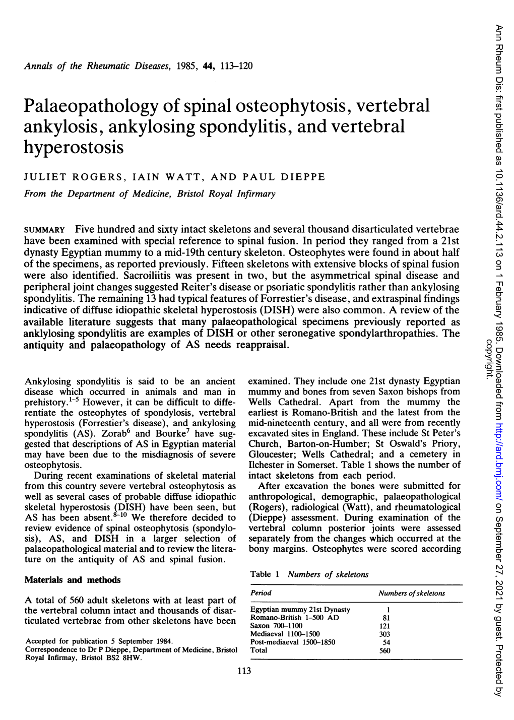 Palaeopathology of Spinal Osteophytosis, Vertebral Ankylosis, Ankylosing Spondylitis, and Vertebral Hyperostosis