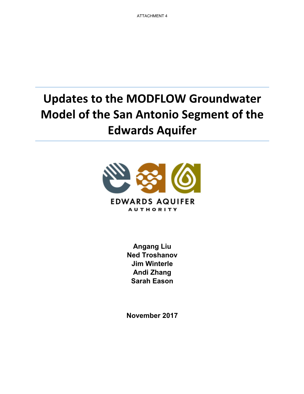 Updates to the MODFLOW Groundwater Model of the San Antonio Segment of the Edwards Aquifer