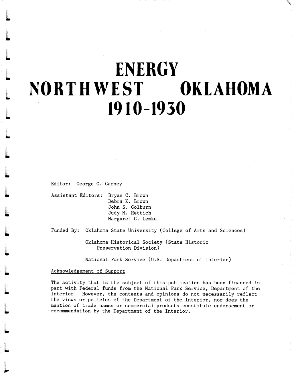Energy: Northwest Oklahoma: 1910–1930