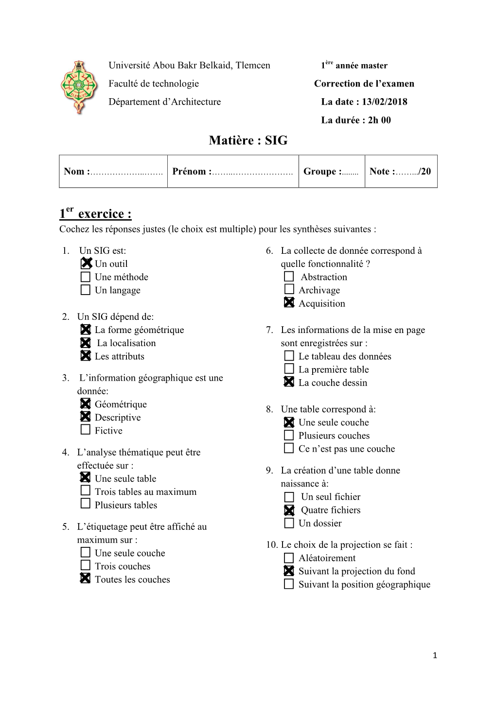 SIG 1 Exercice