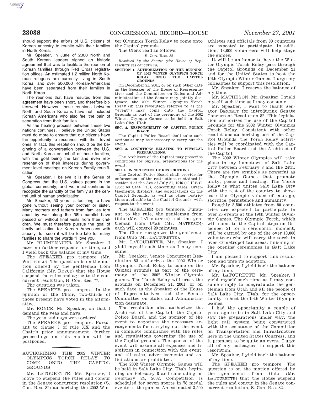 CONGRESSIONAL RECORD—HOUSE November 27, 2001 Should Support the Efforts of U.S