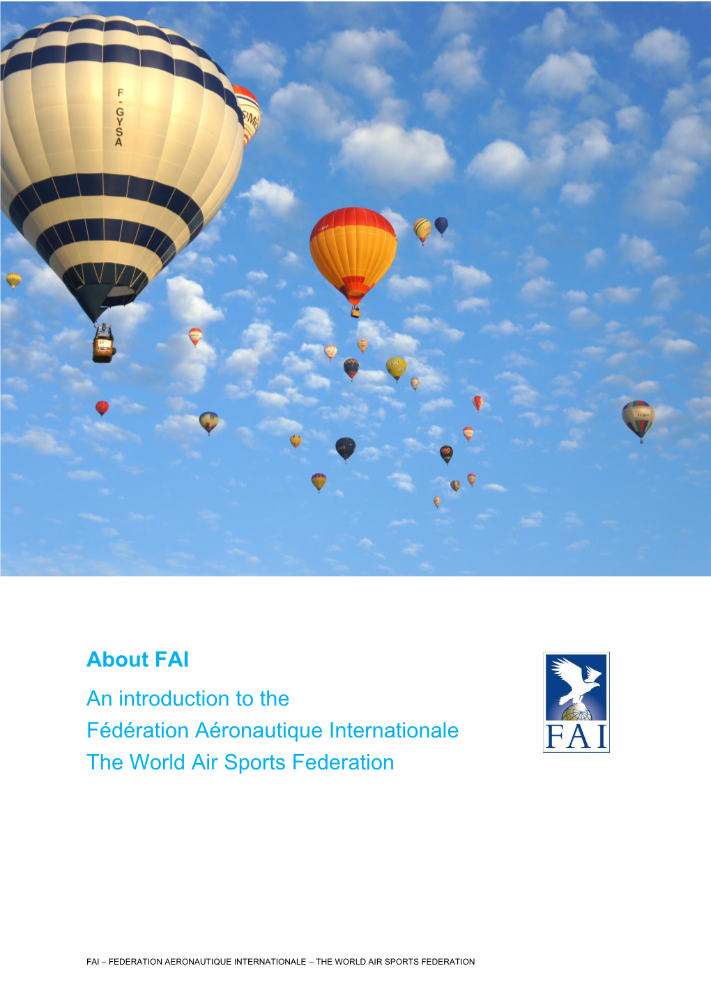 About FAI an Introduction to the Fédération Aéronautique Internationale the World Air Sports Federation