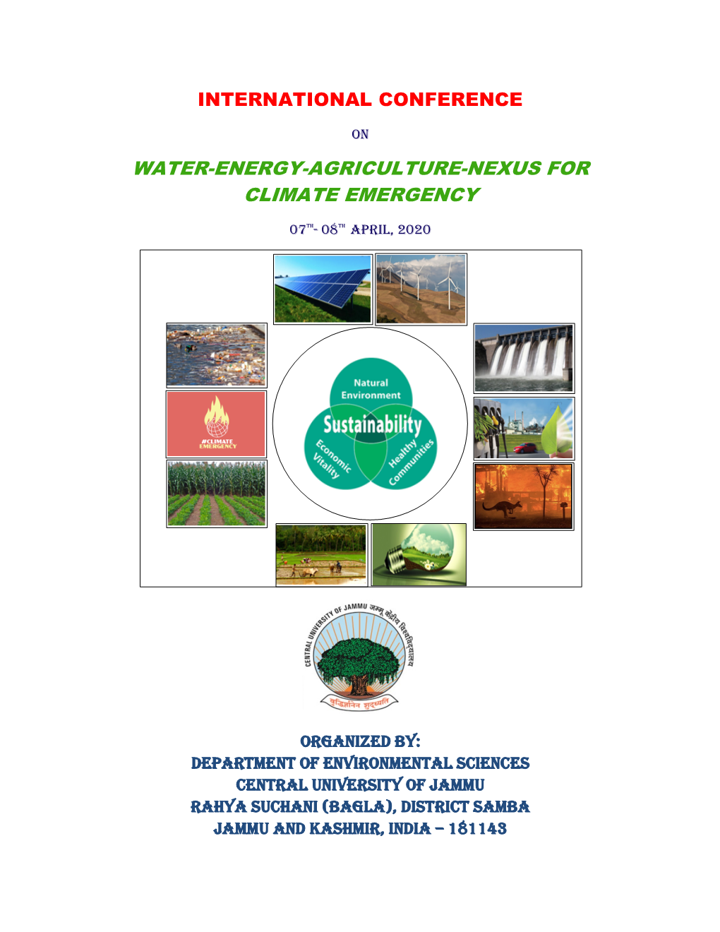 Water-Energy-Agriculture-Nexus for Climate Emergency