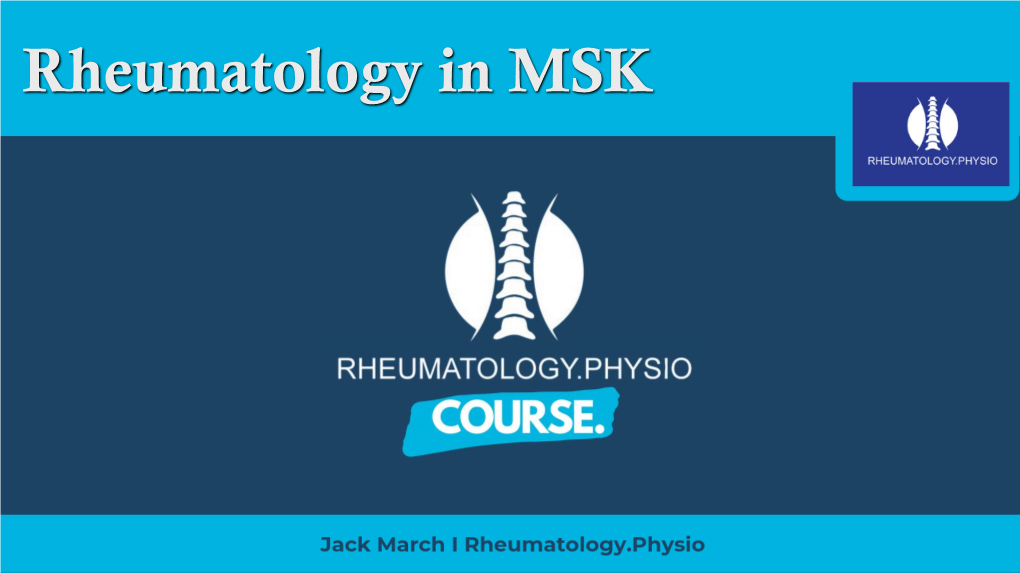 Rheumatology in MSK Agenda