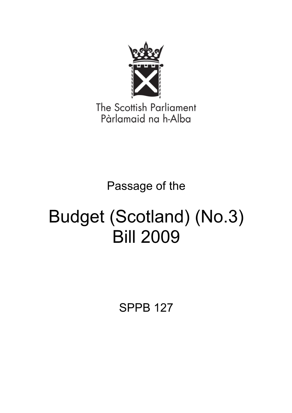 Budget (Scotland) (No.3) Bill 2009