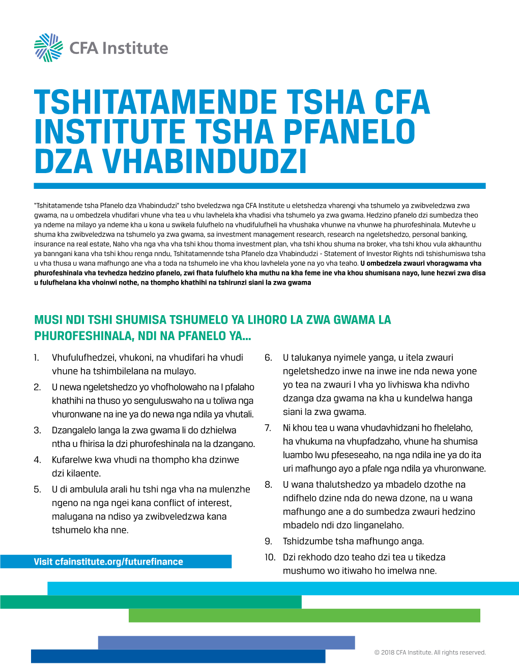 Page 1 TSHITATAMENDE TSHA CFA INSTITUTE TSHA PFANELO DZA
