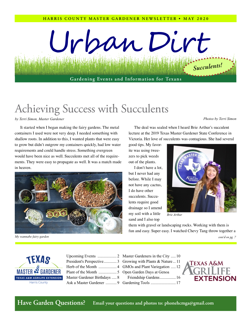 Achieving Success with Succulents by Terri Simon, Master Gardener Photos by Terri Simon