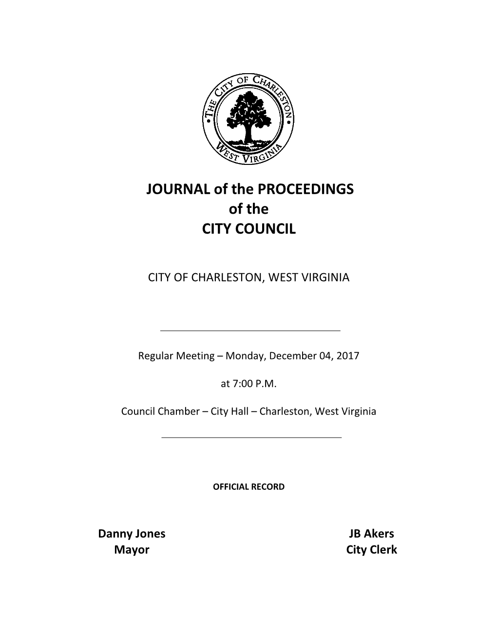 JOURNAL of the PROCEEDINGS of the CITY COUNCIL
