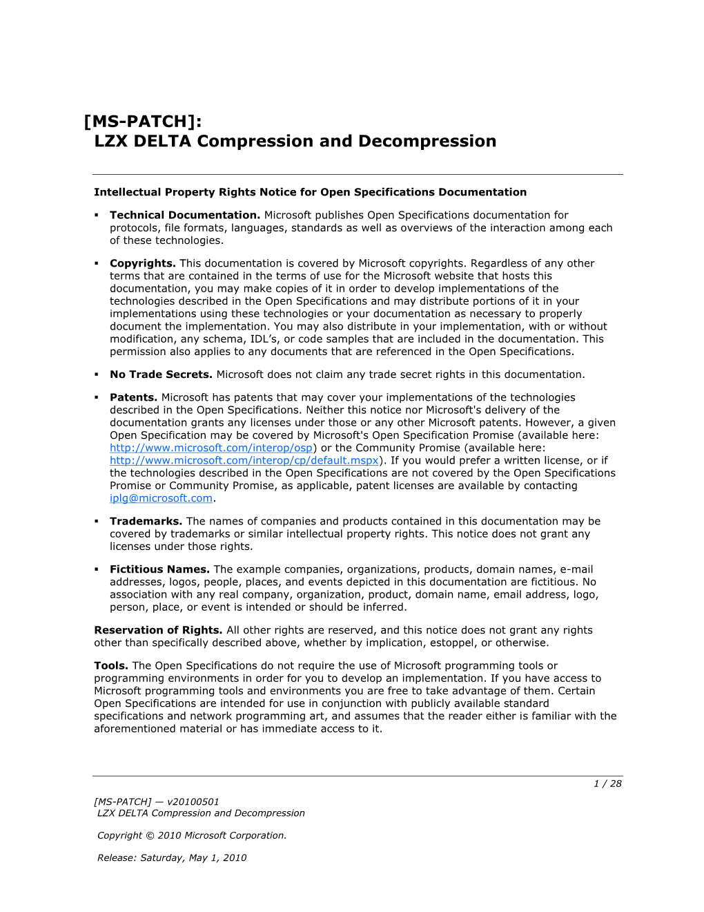 [MS-PATCH]: LZX DELTA Compression and Decompression