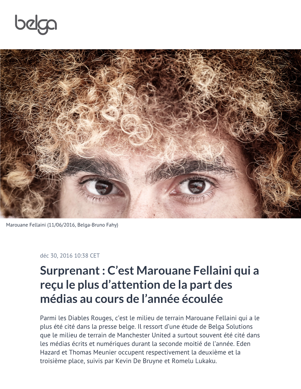 Surprenant : C'est Marouane Fellaini Qui a Reçu Le