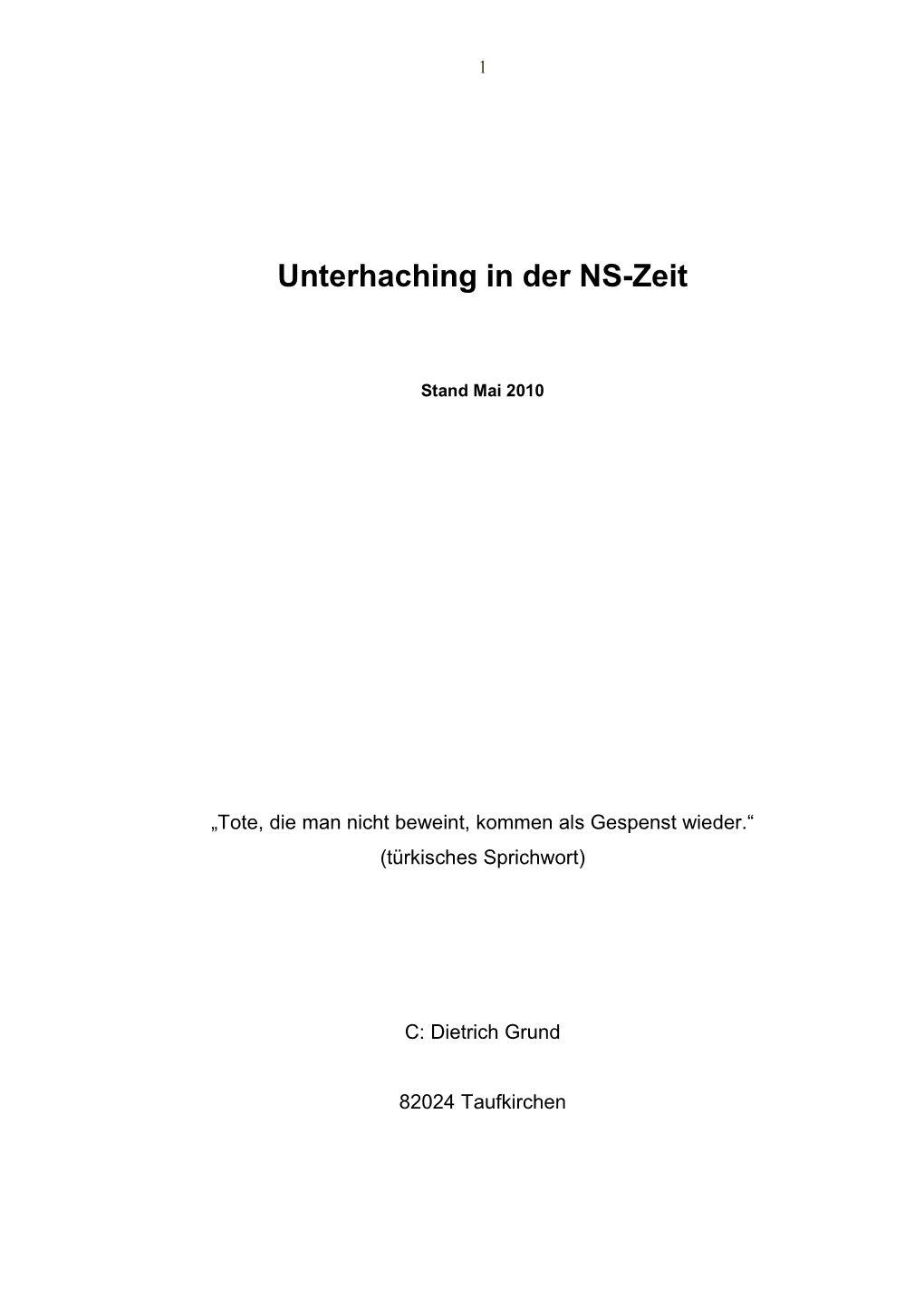 Unterhaching in Der NS-Zeit