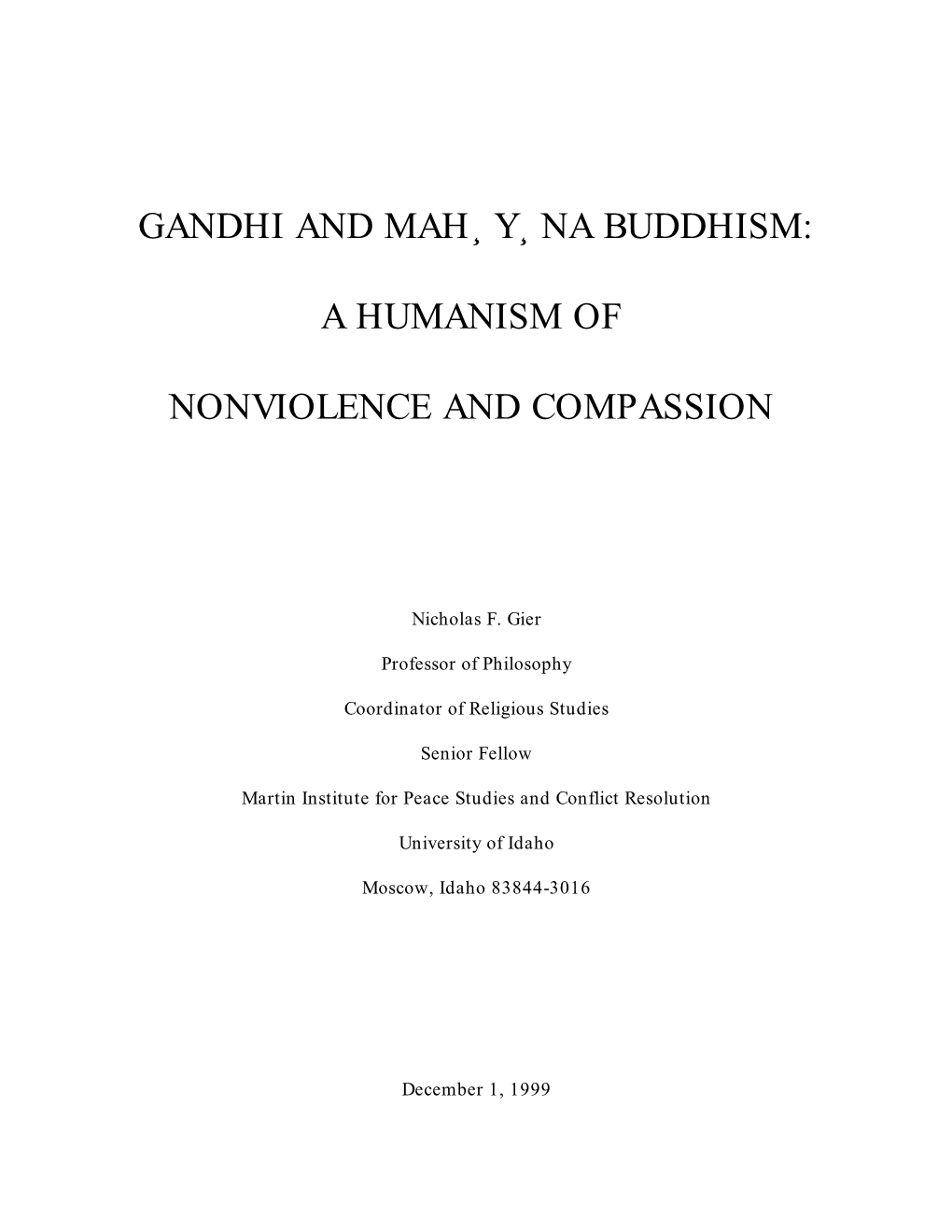 Gandhi and Mahayana Buddhism