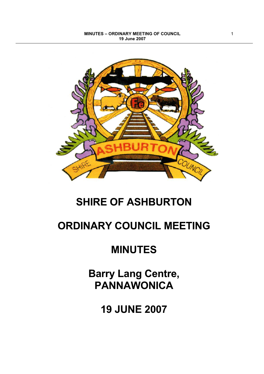 Shire of Ashburton Ordinary Council Meeting Minutes