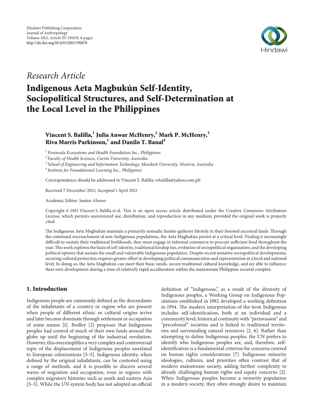 Indigenous Aeta Magbukún Self-Identity, Sociopolitical Structures, and Self-Determination at the Local Level in the Philippines