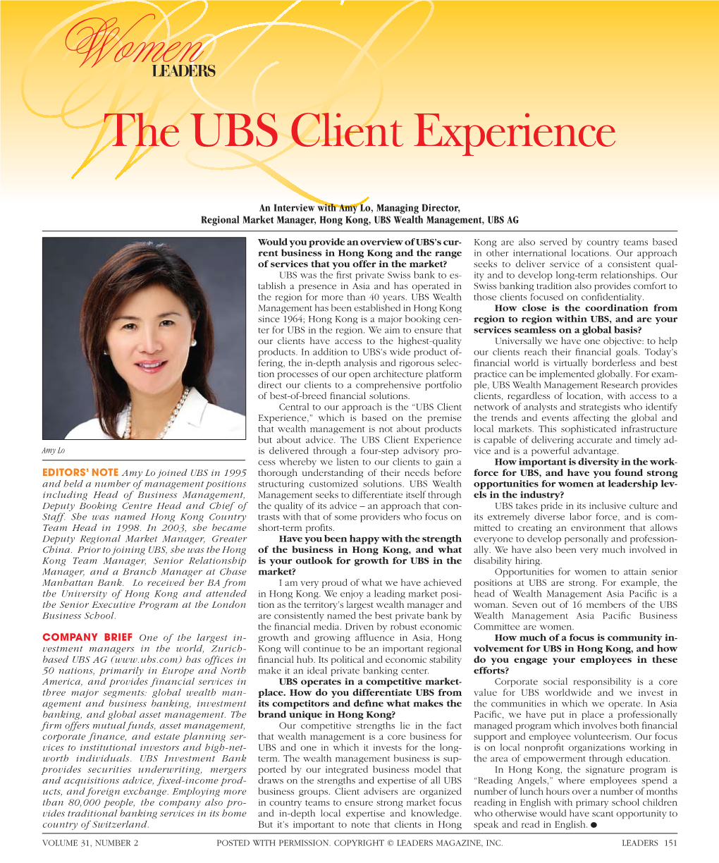 The UBS Client Experience