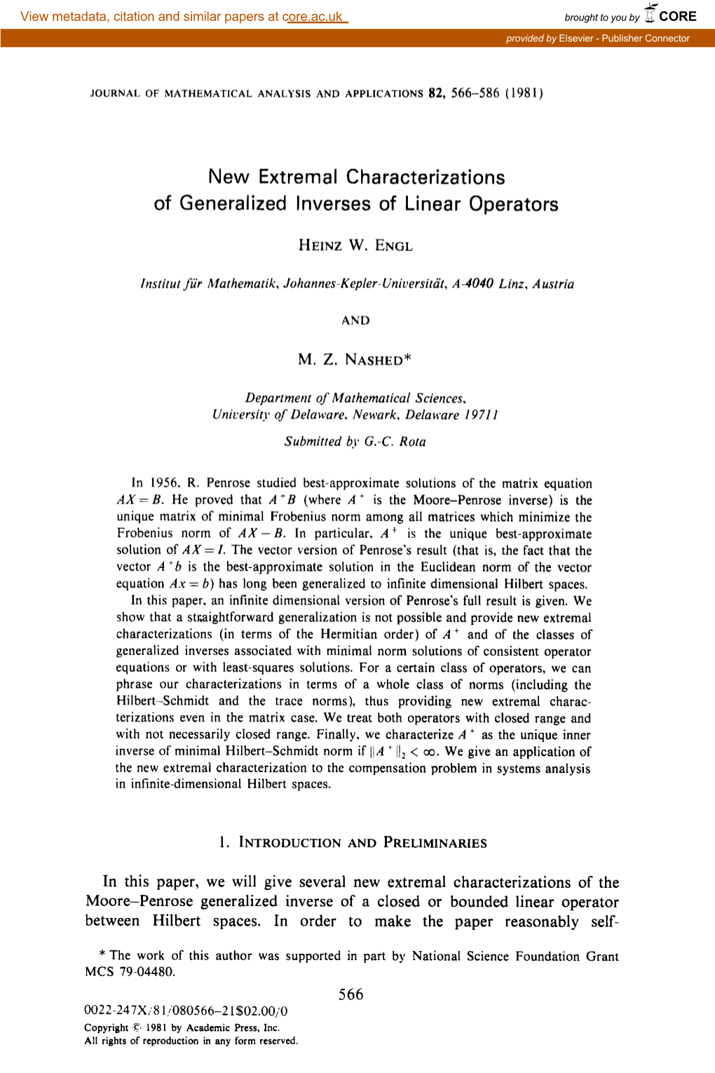 New Extrernal Characterizations of Generalized Inverses of Linear Operators